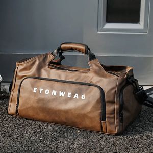 Seesäcke Vintage Weiches Leder Männer Reise Umhängetasche Große Kapazität Hangbag Gym Fitness Tasche Mit Schuhe Tasche Männliche Gepäck Seesack 231019