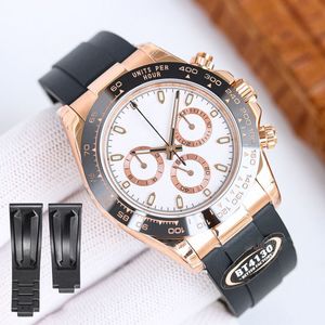 4130 Movement Sports Watch Chronograph Central Second Hand Gul Gold Beze Automatic Men 40mm gummiband ren fabriksversion Vattentät till 100 meter klockor