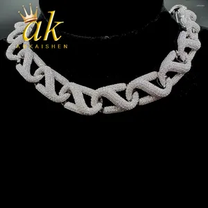 Ketten Aokaishen Prong Halskette Choker für Männer Iced Out kubanische Gliederkette Echt vergoldet Hip Hop Schmuck