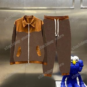 22SS MENS TRACKSUITS Golden Velvet Fabric Sticking Double Embroidery Streetwear Windbreaker Tracksuit Brown Xinxinbuy M-2XL277P