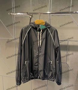 Xinxinbuy erkekler tasarımcı kapüşonlu sweatshirt Paris fermuar naylon rüzgarlık kadınlar siyah gri sarı beyaz s-2xl