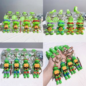 3D Anime Figure Turtle Keychain Cartoon Soft Rubber PVC Car Pendant School Bag Silicone Anime Birthday Gift