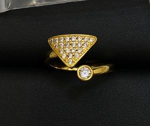 Designer New Fashion Simple Triangle Zircon Geometric Open Ring Female Minority All-Match Rings