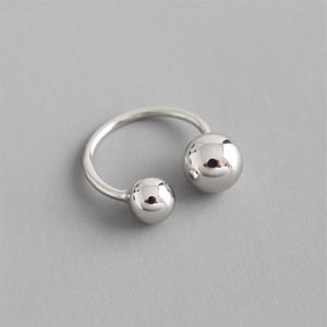 Pierścienie klastra 100% 925 Srebro srebrna podwójna piłka dla kobiet