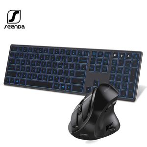 Teclado Mouse Combos Seenda Backlit Bluetooth e Multi Device Slim Recarregável Combo para Laptop Tablet 231019