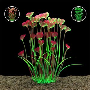 Dekorationer Aquarium Plants Decor Grass Underwater Plastic Artificial Aquatic Plants Ornament för Fish Tank Aquarium Landscape Decoration 231019