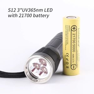 懐中電灯トーチトーチコンボイS12 3*UV 365NM LED UVA 21700紫外線懐中電灯トーチ1ピース21700 5000MAHバッテリーなしでフィルターなし231018