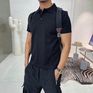 Men's Polos High Quality Version Triangle Business Lapel Polo Shirt Collar Fashion Short Sleeve