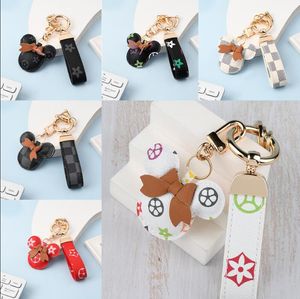 Fashion Keychain Cute Mouse Print Pattern Pendant PU Leather Keychains Car School Bag Accessories KeyRing Lanyard Key Wallet Chain Rope Chain