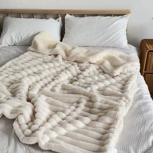 Decken Ins Hohe Qualität Fauxrabbit Pelz Herbst Winter Warme Decke Verdicken Plüsch Sofa für Betten Highend Wärme 231019