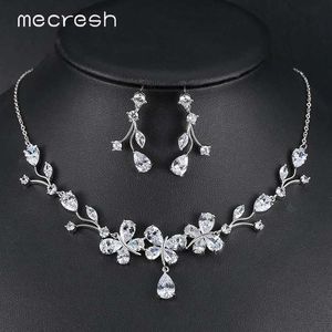Mecresh Cute Butterfly Bridal Necklace Jewelry Sets for Women Clear Cubic Zirconia Wedding Earrings Sets Christmas Jewelry TL545 H258h