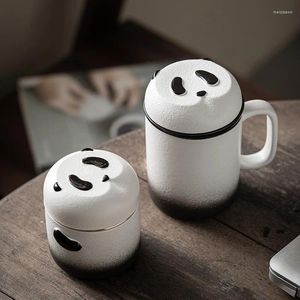 Teaware set Söta panda tekoppset keramiskt potten kontorsvatten med lockfilter kinesisk presentförpackning