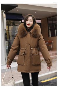 Damen Trenchcoats Pie überwindet Baumwollkleidung mit großem Pelzkragen Jiahong Warmer abnehmbarer Innentank Plus Fleecejacke Damen