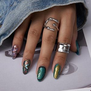 False Nails Handmade Fake Emerald Cat's Eye Intage Jasmine Princess Nail Stickers Arts