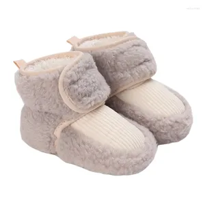 Bot bebek kış kar peluş kontrast rengi sıcak bebek ilk yürüyüşçü ayakkabılar