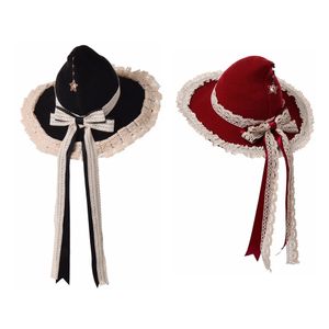 Halloweenowe zabawki koronkowe lolita wiedźmy kapelusze boward czapka gotycka cosplay Costume Akcesoria Halloween imprezę 231019