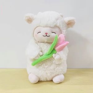 Peluş Bebekler Kawaii Doldurulmuş Koyun Oyuncak Tatlı Beyaz Tut Tulip Çiçeği Yumuşak Çocuk Doğum Günü Hediyeleri L231018