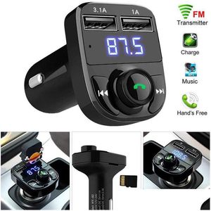 Carro fm50 x8 fm transmissor aux modator kit bluetooth mãos o receptor mp3 player com 3.1a carga rápida dupla usb c entrega gota mob dh2ay