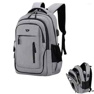 Torby szkolne Gray Big Pack Pojemność 15.6 Back Bugack Men High Backpack Oxford Teen Multifunkcjonalny laptop student college'u Solid