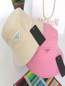 Cotton Bucket Hat Female Korean Version av Fisherman Hat Letter Triangle Etikett Solskyddsmedel Högkvalitativ style2069413