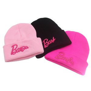 Designer-Beanie-Mützen, modisch, neonpink, gestrickt, für Damen, Motorhaube, Wintergarn, gestrickt, gefärbte Baumwolle, Cappello Street, Mädchenhüte, Buchstabenstickerei, Lila, Rosa