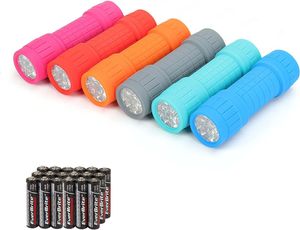 Torcia a 9 LED Bomboniera Torcia portatile compatta Colori assortiti con cordino Batteria 3AAA Forniture per uragano Campeggio all'ingrosso 1019