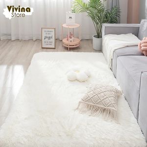 Mattor fluffiga golvmatta mattor för sovrum vit plysch nordisk stil barn rum soffbord matta söt dekor mjuk shaggy 231019