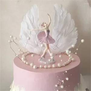 Party Decoration Birthday Cake Ornaments 3pcs Pink Ballet Girl Top Hat DIY Baby Shower BOY Gift