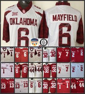 Oklahoma Sooners Fußballtrikots 1 MURRAY 2 LAMB 6 MAYFIELD 28 PETERSON 32 PERINE NCAA College Football Trikot