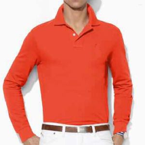 Men's Polos Polo Shirt Long Sleeve T-shirt Male Autumn Pure Cotton Top Big Yards Loose Off Business Mens Clothing