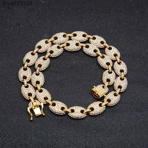 18k ouro gelado para fora hip hop cz miami corrente cubana colar de feijão de café cheio de diamante nariz de porco colar grosso miami cubana link chain