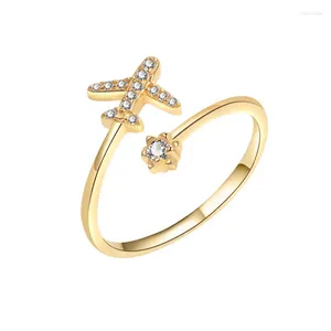 Cluster Rings Fashion Airplane for Women Wedding Engagement Bridal Jewelry Cubic Zirconia Stone Elegant Ring Accessories E1089