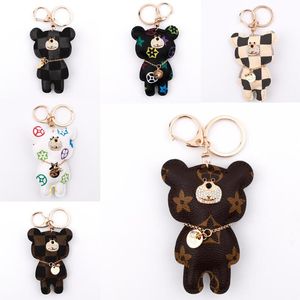 Bear Designer Keychain Wallet Keyring Purse Pendant Car Chain Charm Flower Mini Coin Holder Keychains Bag Trinket Gifts Accessories