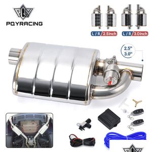 Stainless Steel Single Exhaust Muffler 2.5 Inch 3 3.5 In/Out Tip On Dump Vae Cutout With Wireless Remote Controller Set Drop Deliver