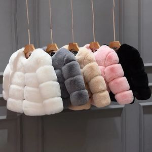 Jackets Winter Warm Kids Jackets Faux Fur Baby Girl Coats Thick Teenage Children Overcoats Toddler Outerwear Windproof Snow Clothes 231018