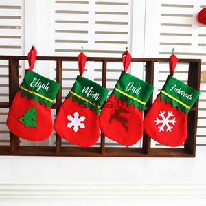 Noel Dekorasyonları Noel Partisi Dekorasyon Mini Kırmızı Sticker Noel Çoraplar Kişiselleştirilmiş Adı Yeşil Ağaç Kar Geyiği Bıçak ve Çatal Çoraplar X1019