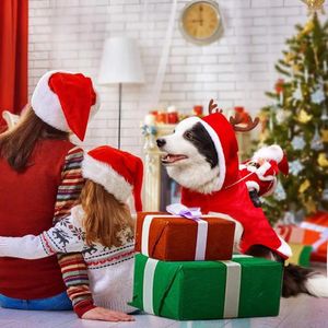 Cat Costumes Christmas Pet Clothes Holiday Outfits Festlig hund med jultomten som rider varm plädrock för Xmas
