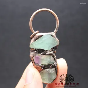 Collane con ciondolo Gioielli Boho Pendenti con collana in pietra vintage anticata con fluorite verde cristallo di quarzo saldato