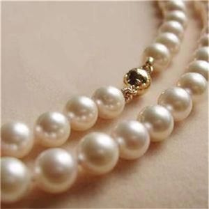 Collana in oro massiccio 14K CL 8-9MM con perle Akoya bianche 18 296J