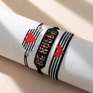 Strand Rice Bead Bracelet Fringe Pattern Hand Weaving Bohemia Adjustable Heart Shape Fashion Simplicity Beaded