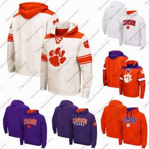 Herr Colosseum kol Clemson Tigers Big Tall Arch Logo Purple White Pullover Hoodie kan anpassa valfritt namn eller nummer