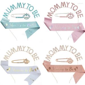 Decorazione per feste 3 pezzi/set Baby Shower Mommy To Be/mummy Be Fascia per capelli in oro rosa Corona Spilla Fascia in raso Set Ragazzo Ragazza Genere Rivela Compleanno