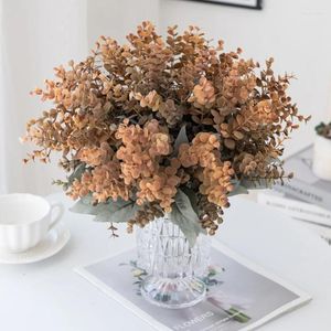 Flores decorativas plantas artificiais plásticos eucalipto para festa de casamento suprimentos natal arranjo floral decoração para casa pogal