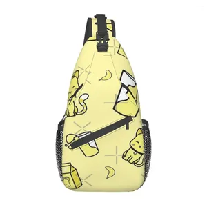 Sacos de lona Banana Meow Design Peito Saco Personalizado com Cruz de Presente de Malha com Zíper Customizável