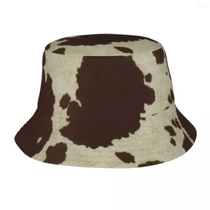 Berets Cow Bob Hats for Women Summer Animal Skin Retro Sun Hat Casual UV Ochrona wakacyjna rybak rybakowy cap boonie