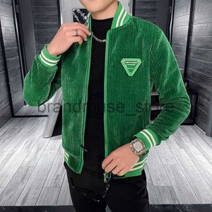 Kurtki męskie Koreańskie aksamitne kurtki Men Business Casual Bomber Jacket Social Streetwear Baseball Mundur Stand Stand Okoł Płaszcz Mężczyzn Clothing 2022 J231019