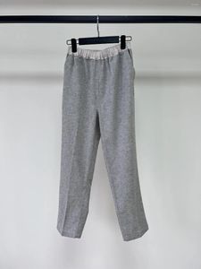 Women's Pants Cropped Pants! The Fabric Is Made Of Yarn-dyed Linen Two-tone Yarn Blended With Pattern