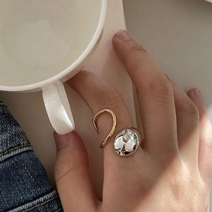 Solitaire Ring Brass Geo 2 Tone Solid Rings Women Jewelry Punk Style Designer Club Cocktail Party Gown Amazing Trendy Boho Korean Japan 231019