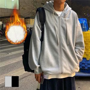 Mens Hoodies Sweatshirts MenS Plus Size Hoodie Zip Up Autumn Winter Fleece Hooded Solid Color Jacket Sweatshirt Big Korean Tops Clothes 231018