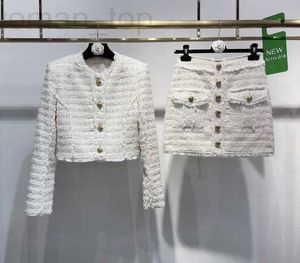 İki Parça Elbise Tasarımcısı Balm1 Yeni Sonbahar Seti 2023 İki Parçalı Kadın Tasarımcı Moda Sexy Sets Tweed Ceket Kıyafetler İçin Kısa Etek Setleri